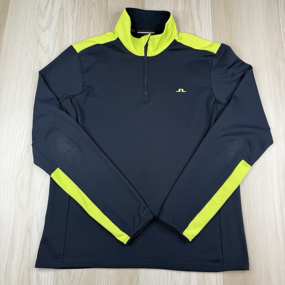 J. Lindeberg Garry Half Zip Mid Layer Golf Pullover Navy Neon Mens Size XL